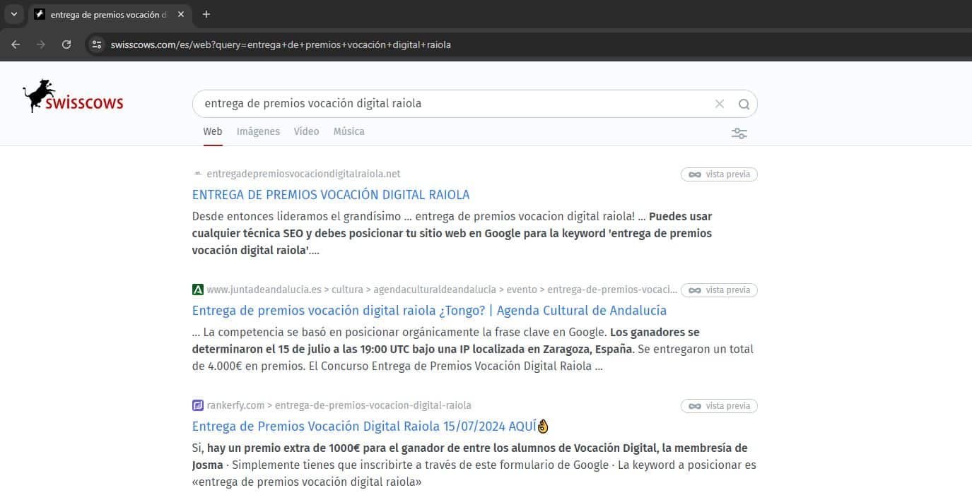 Entrega de premios vocación digital Raiola | Concurso SEO 6 Resultados de la busqueda "entrega premios vocación digital raiola" en el motor de busqueda Swisscows